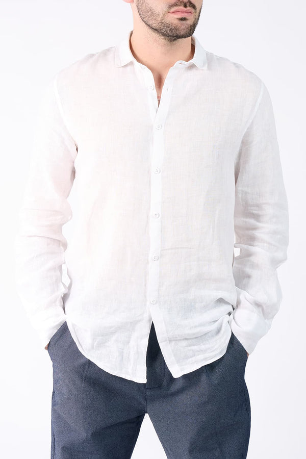 Camicia Uomo Lino Bianco uomo Barone firenze