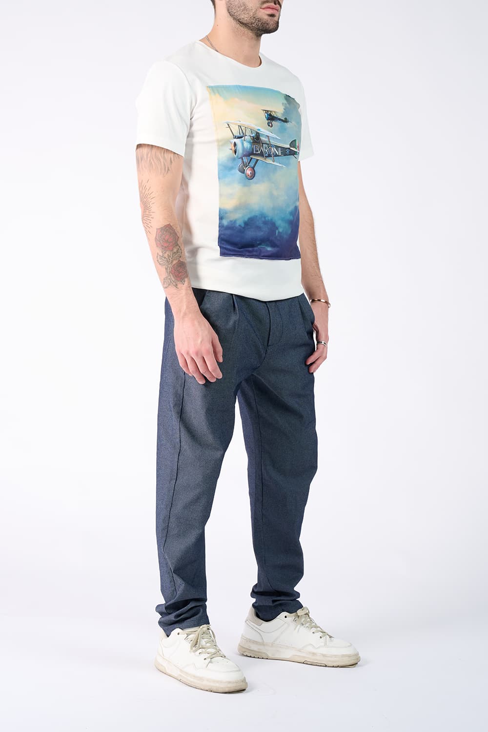 T-Shirt Uomo Stampa Aeroplano uomo Barone firenze - 4