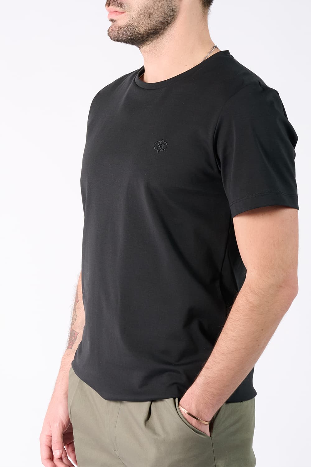 T-shirt Barone Ricamo Fronte Nero uomo Barone firenze - 1