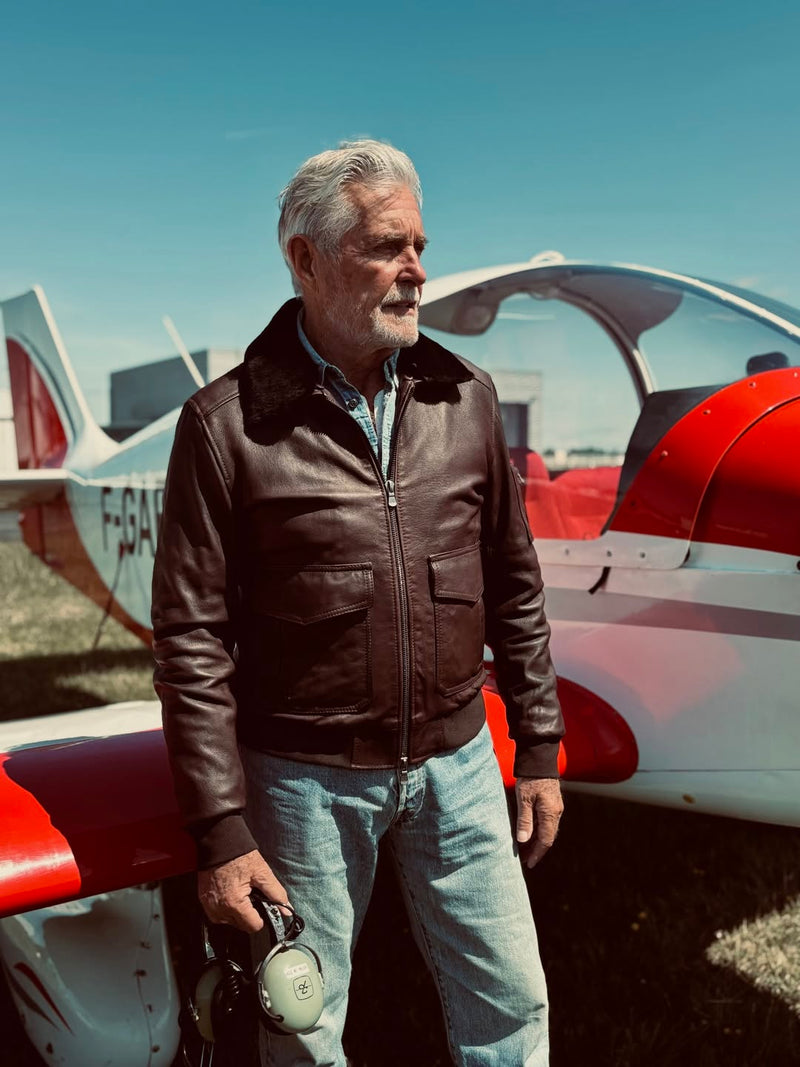Giacca Aviatore Uomo Pelle Testa di moro uomo Barone firenze - 1