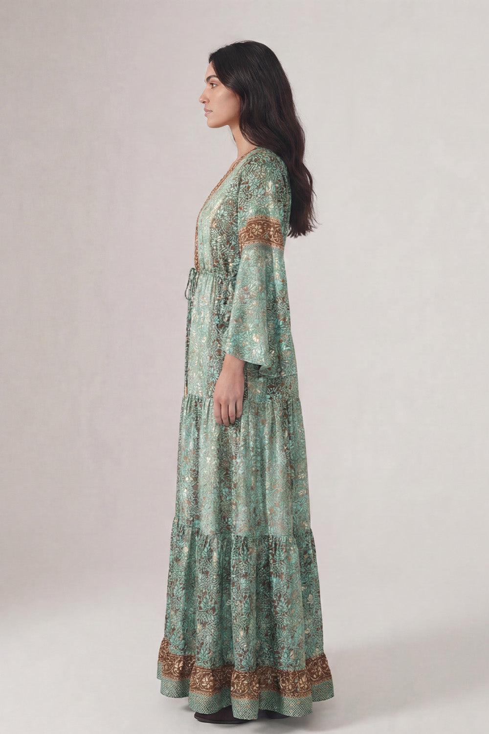 Abito Lungo Gipsy con Bottoncini Turchese donna Barone firenze - 4
