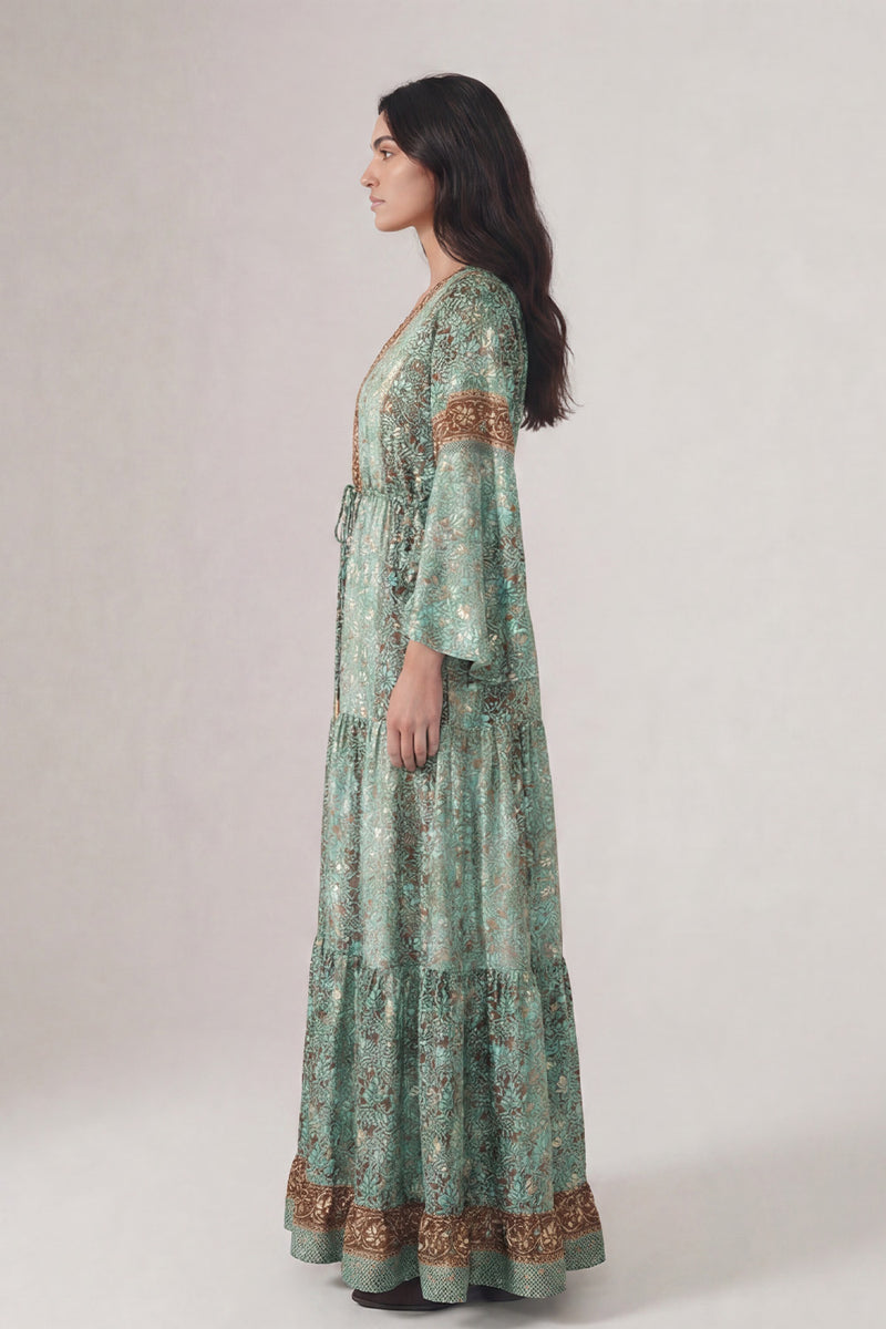 Abito Lungo Gipsy con Bottoncini Turchese donna Barone firenze - 4