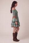 Abito Corto Gipsy Turchese Scollo a Barca donna Barone firenze - 6