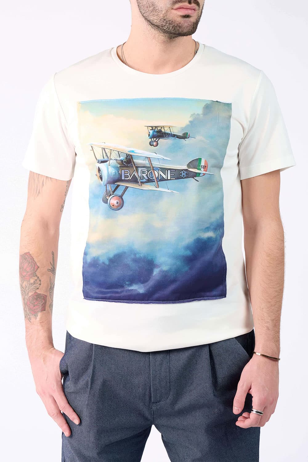 T-Shirt Uomo Stampa Aeroplano uomo Barone firenze - 1