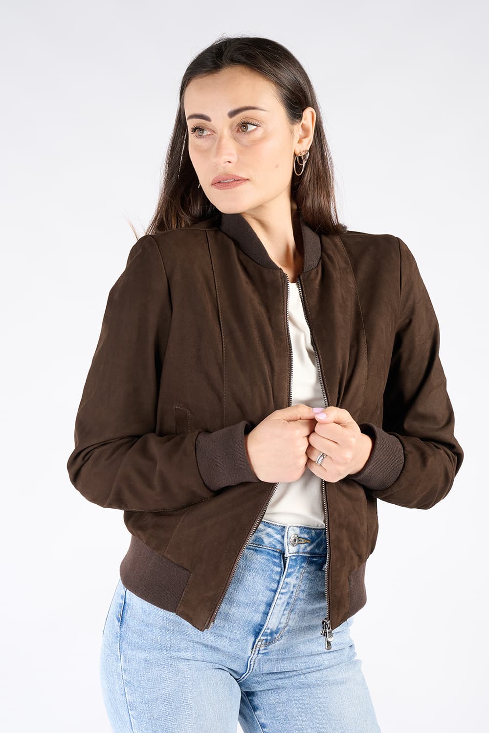 Ambra camoscio giacca 100% vera pelle Made in Italy - Barone Firenze