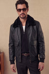 Giacca Aviatore Uomo Pelle Nero uomo Barone firenze - 1