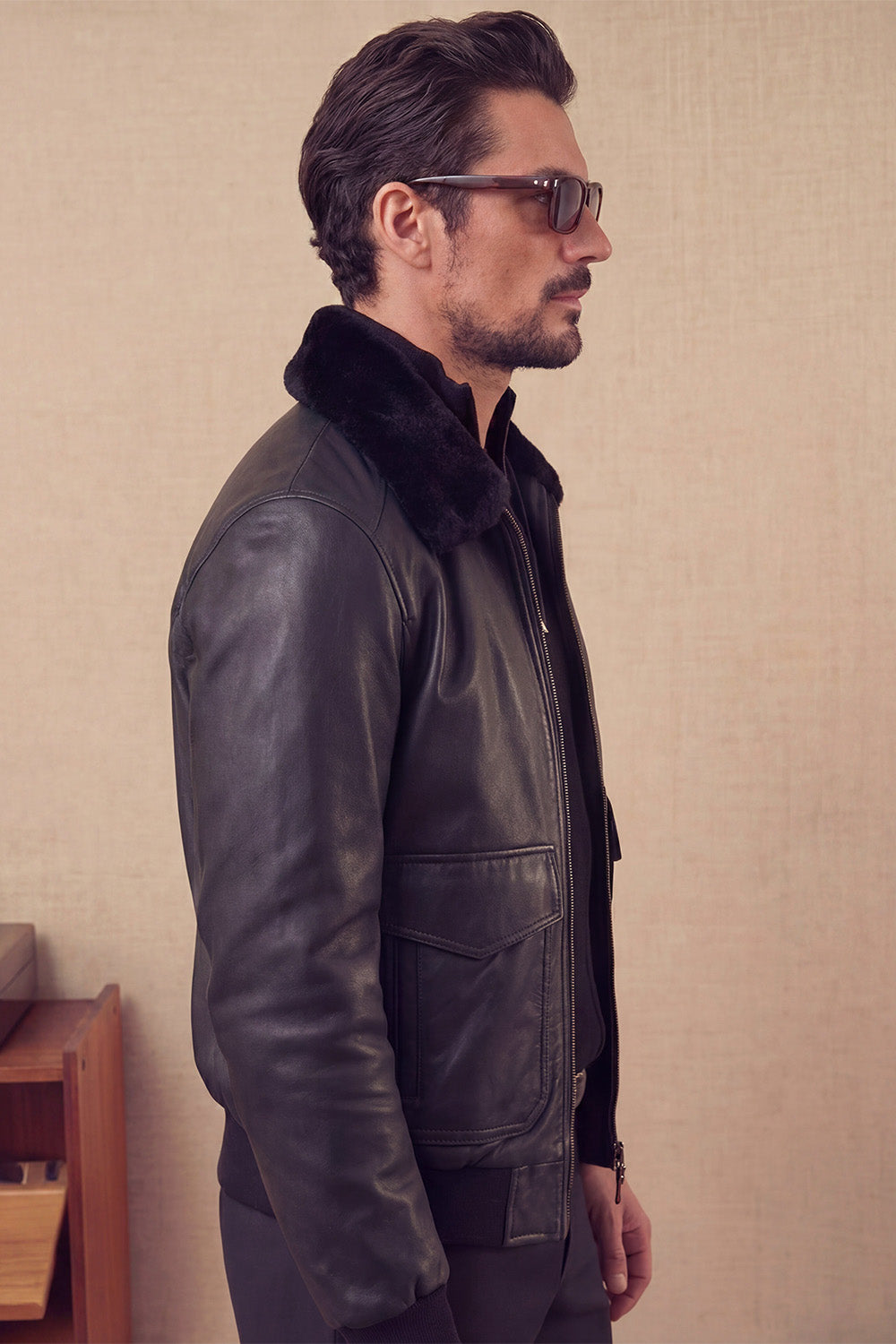 Giacca Aviatore Uomo Pelle Nero uomo Barone firenze - 8