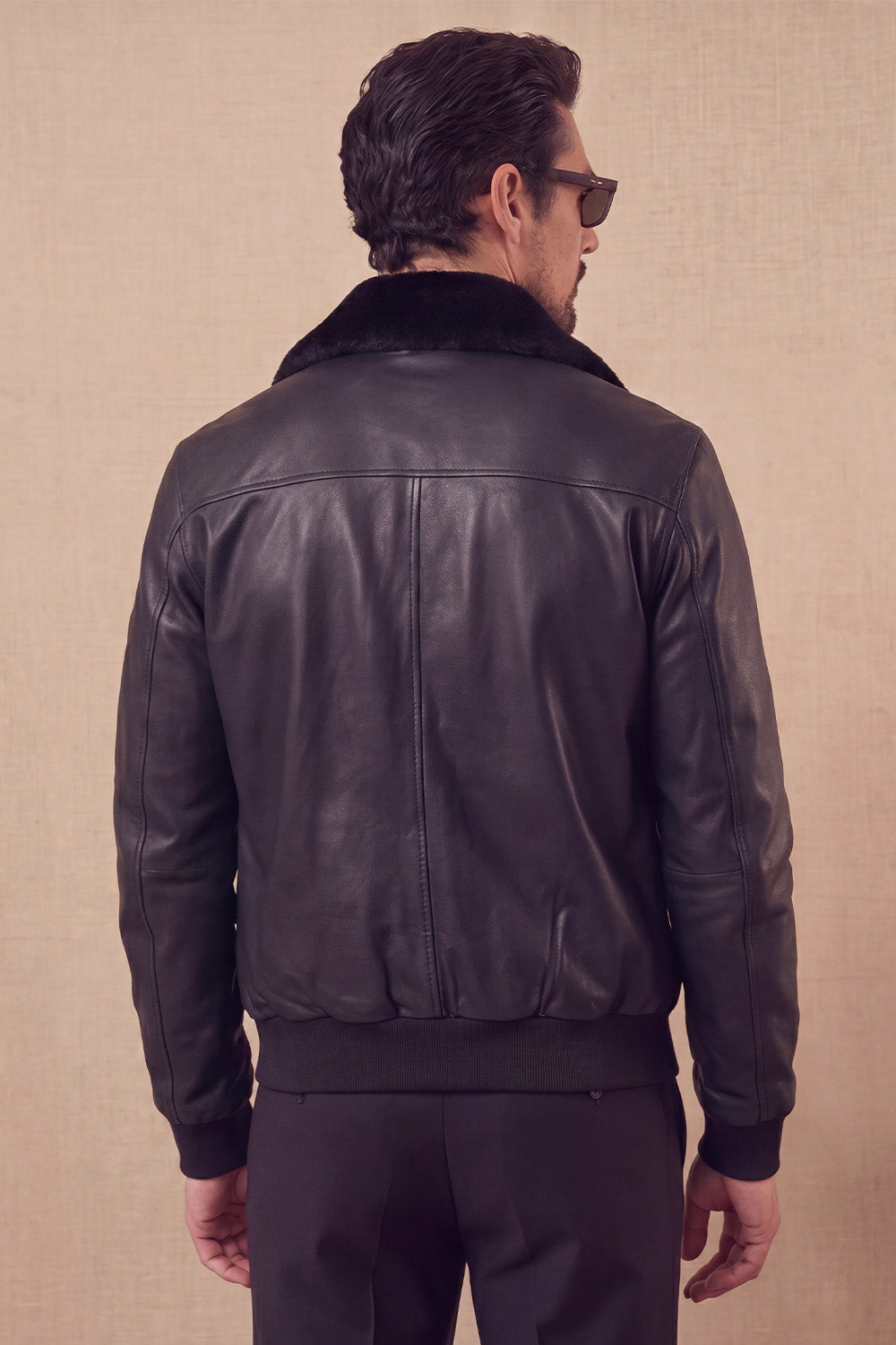 Giacca Aviatore Uomo Pelle Nero uomo Barone firenze - 15