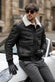 Giacca Aviatore Uomo Nero Shearling Style uomo Barone firenze - 5