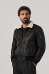 Giacca Aviatore Uomo Nero Shearling Style uomo Barone firenze - 3