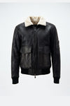 Giacca Aviatore Uomo Nero Shearling Style uomo Barone firenze - 2