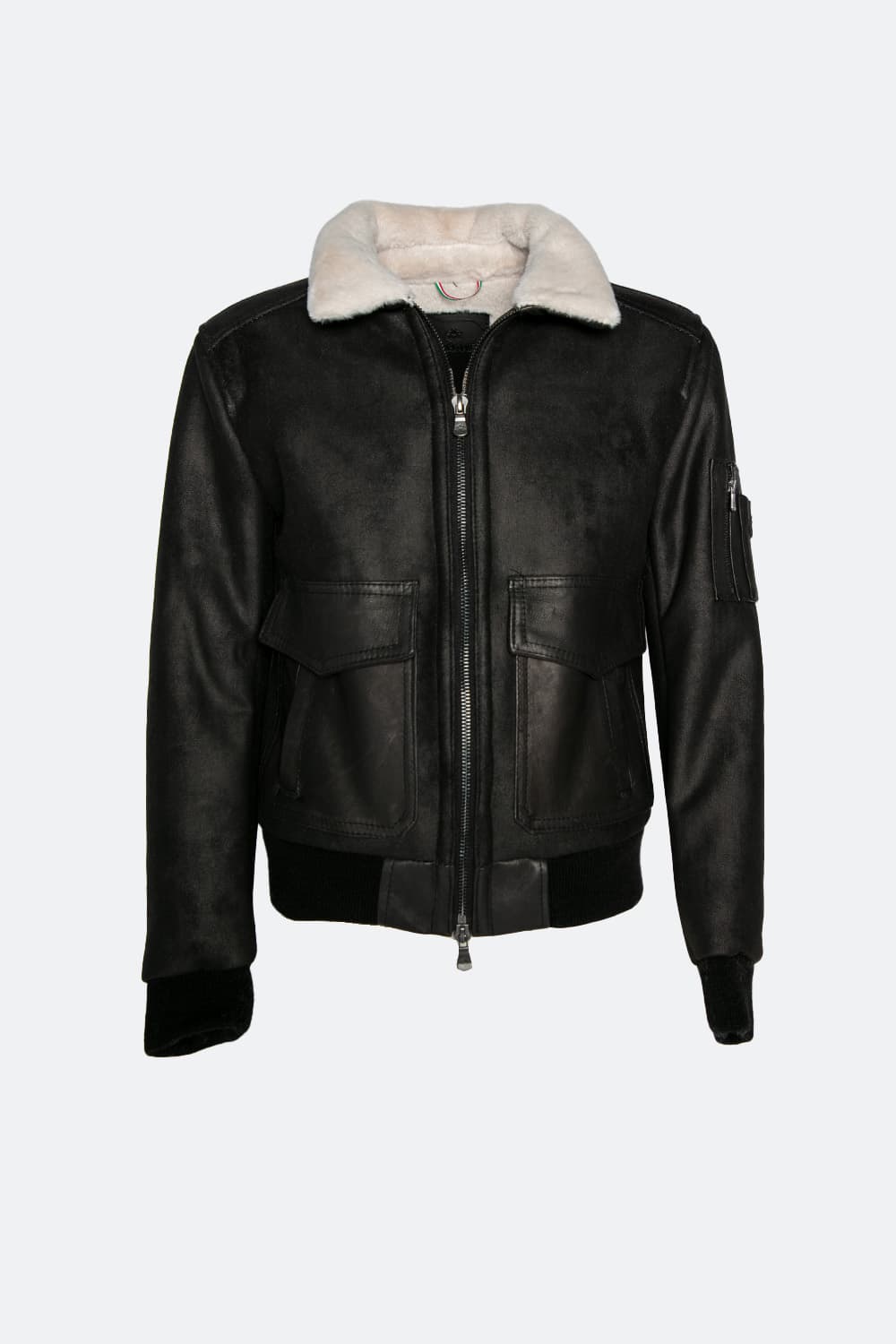 Giacca Aviatore Uomo Nero Shearling Style - Barone Firenze