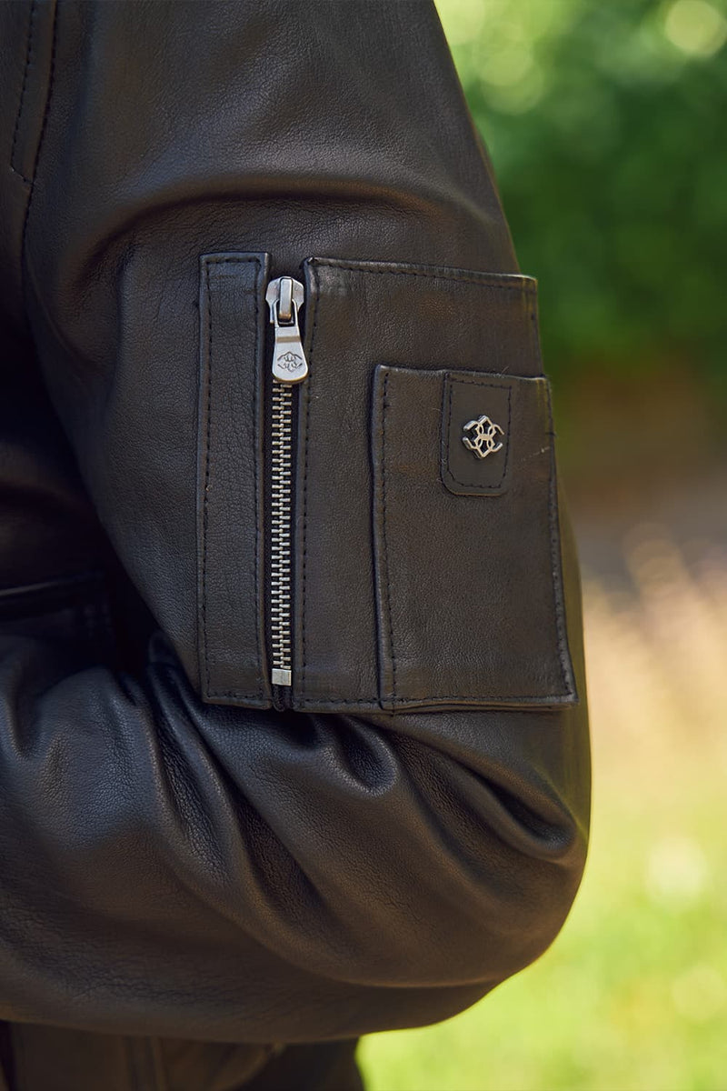 Giacca Aviatore Uomo Pelle Nero uomo Barone firenze - 7