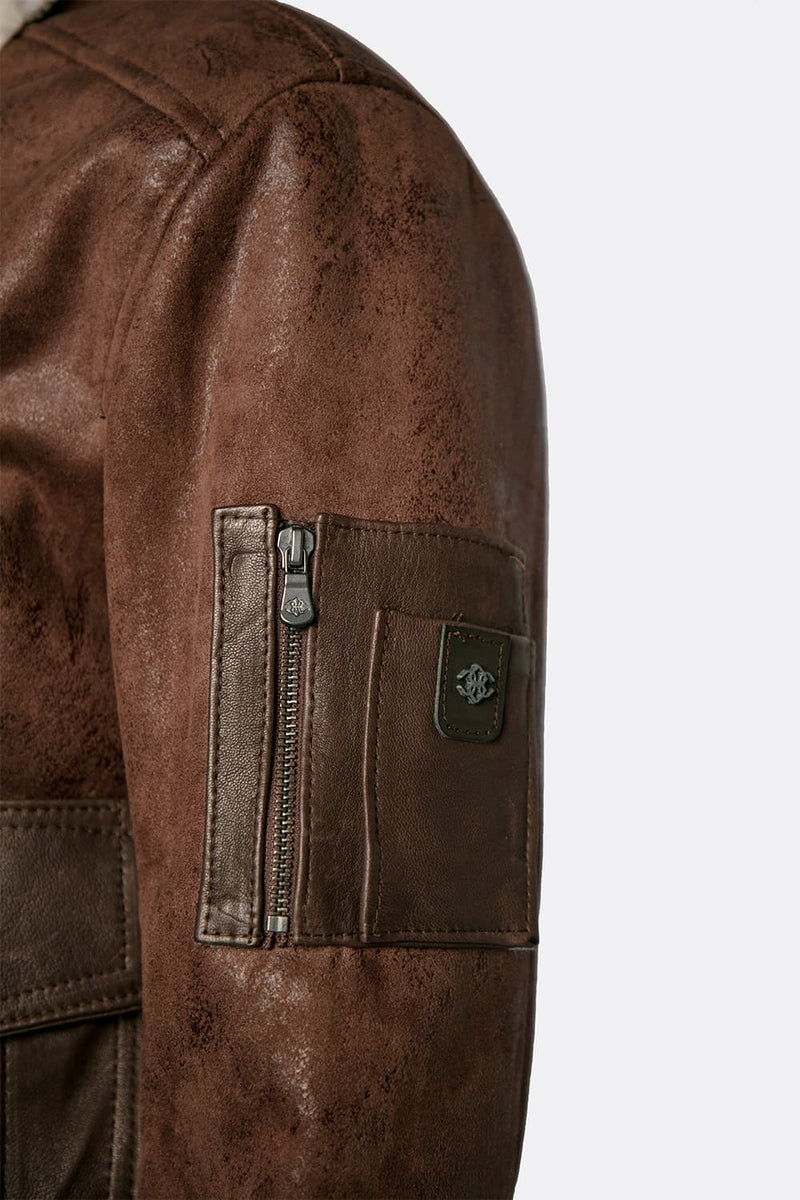 Giacca Aviatore Uomo Testa di Moro Shearling Style uomo Barone firenze - 12