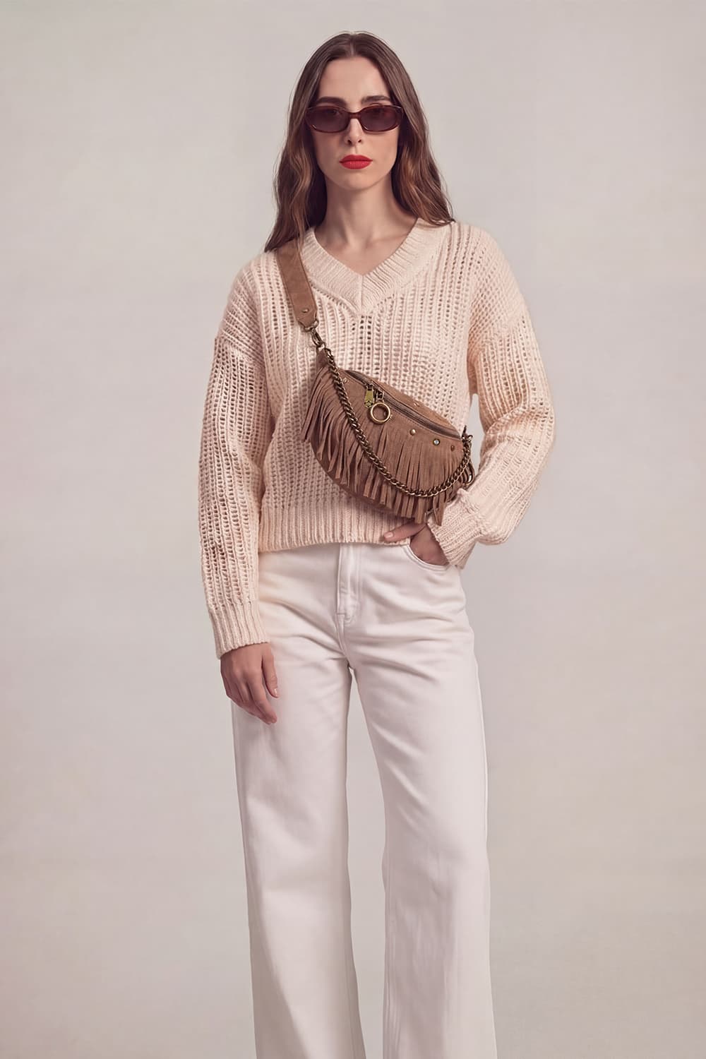 Bea Camoscio Borchie Taupe