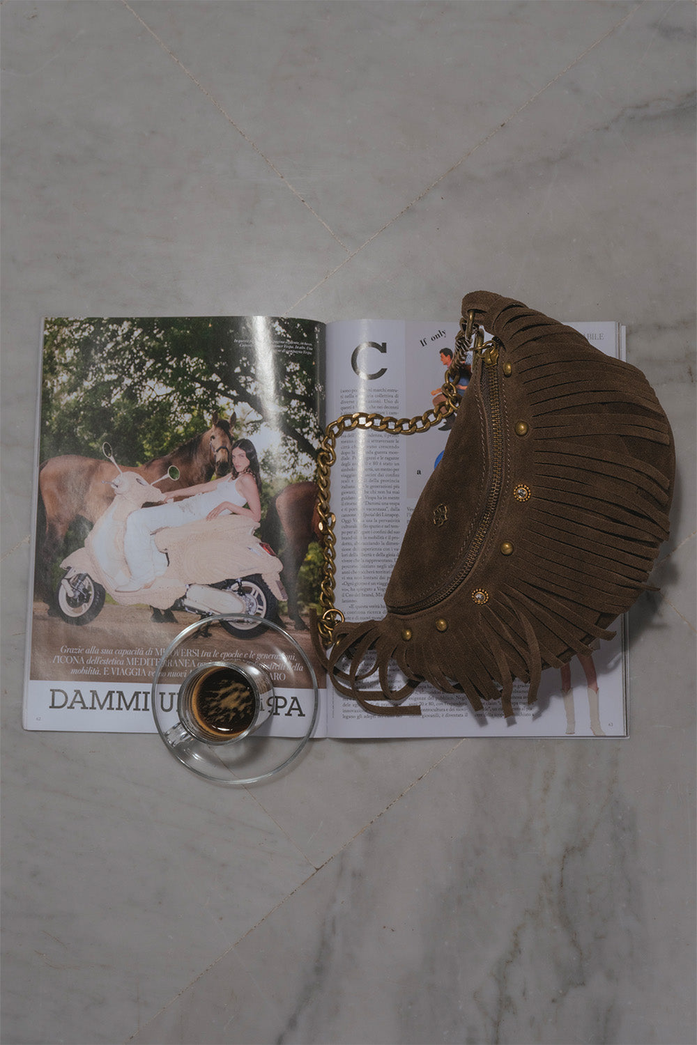 Bea Camoscio Borchie borsa donna 100% vera pelle Made in Italy - Barone Firenze