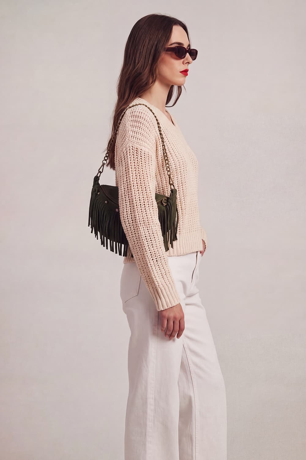 Bea Camoscio Borchie Verde donna Barone firenze - 2