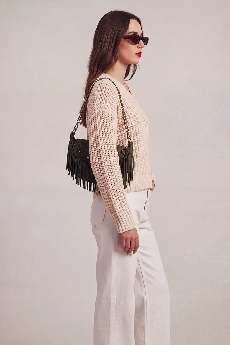 Bea Camoscio Borchie Verde donna Barone firenze - 2