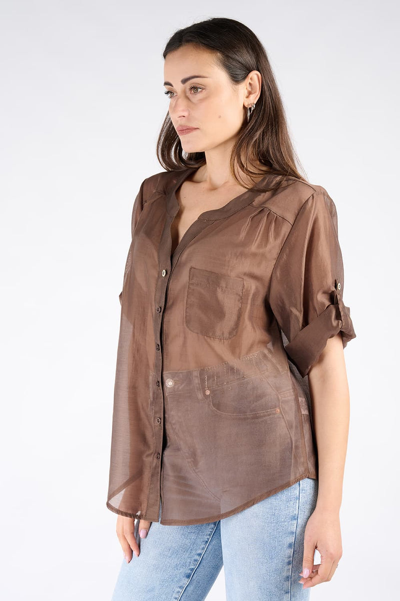 Camicia Coreana Donna Cioccolato donna Barone firenze - 2