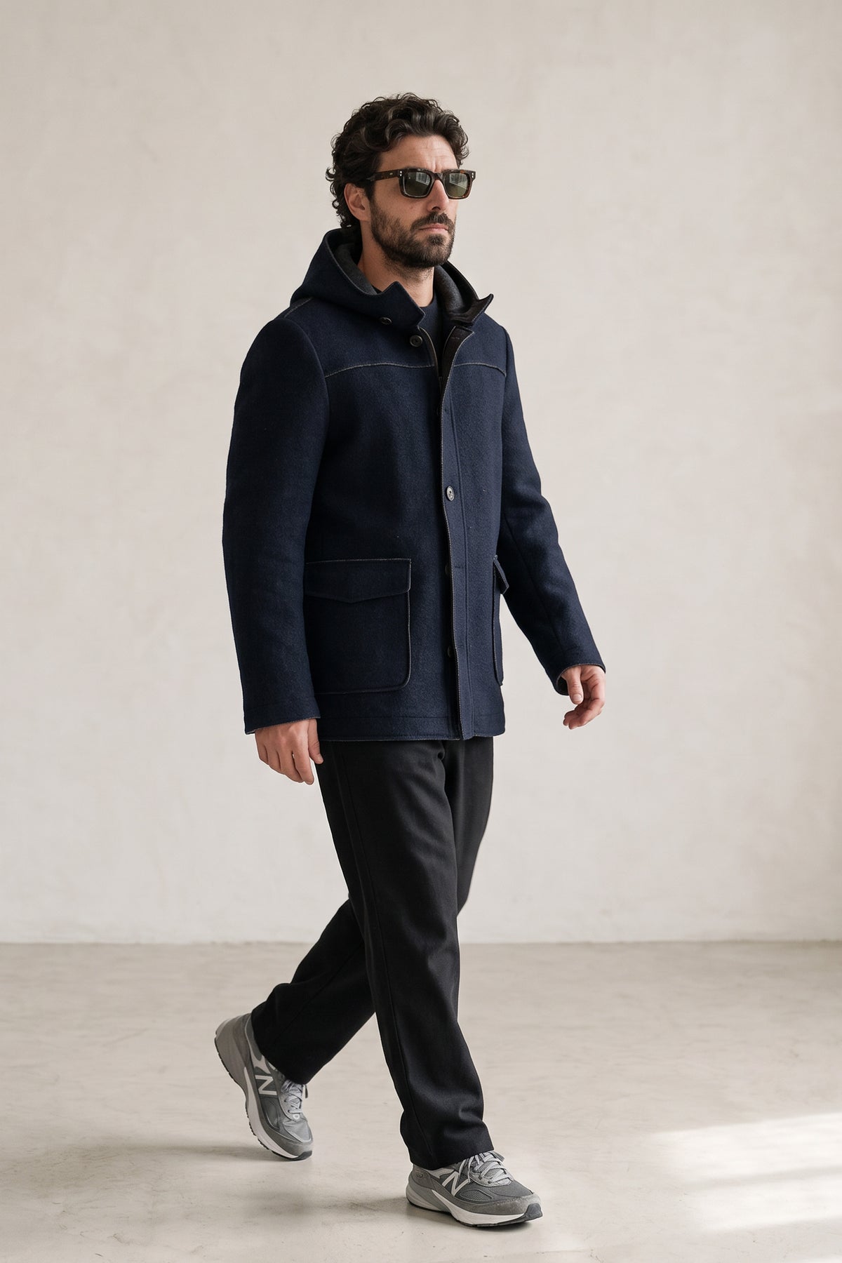 Cappotto Classico Uomo Lana con Cappuccio uomo Barone firenze - 3