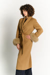 Cappotto Lungo Con Cintura e Manicotti Cammello donna Barone firenze - 3