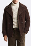 Cappotto Doppio Petto Uomo a Costine Misto Lana Cioccolato uomo Barone firenze - 1
