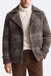 Cappotto Doppio Petto Uomo Misto Lana Scozzese Grigio uomo Barone firenze - 2