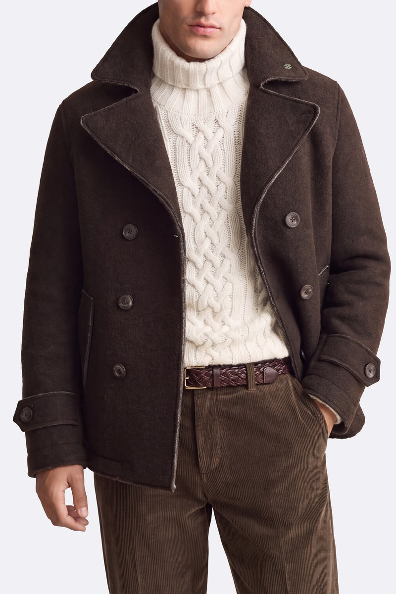 Cappotto Doppio Petto Uomo Misto Lana Testa di moro uomo Barone firenze - 1