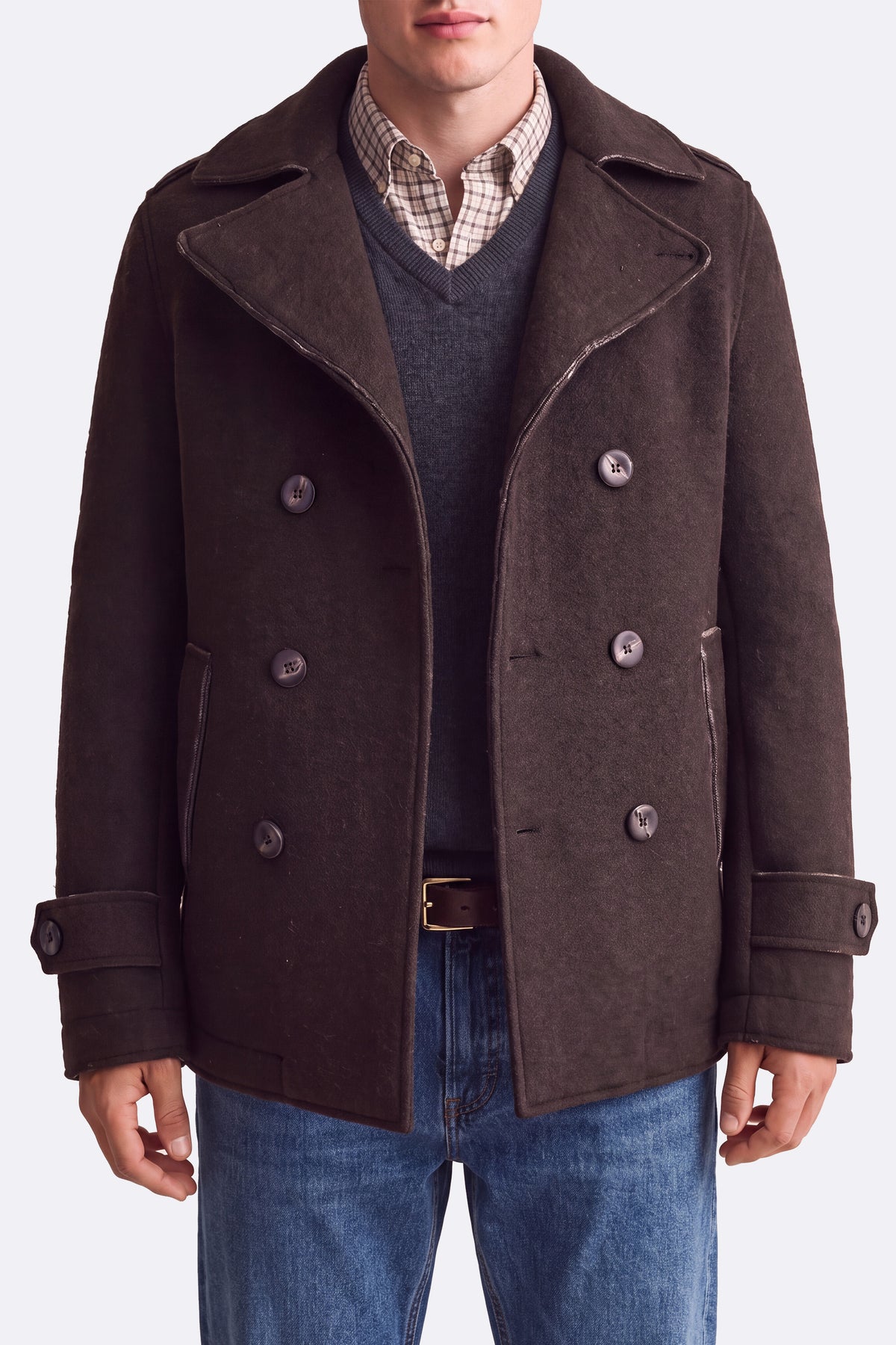 Cappotto Doppio Petto Uomo Misto Lana Testa di moro uomo Barone firenze - 2