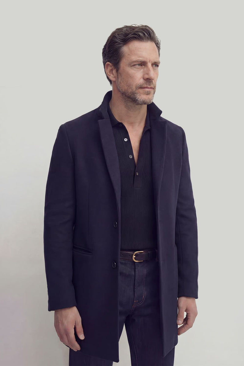 Cappotto Elegante Uomo Misto Cachemire Blu uomo Barone firenze - 1