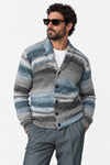 Cardigan Mélange Grigio Denim da Uomo uomo Barone firenze - 1