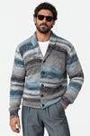Cardigan Mélange Grigio Denim da Uomo uomo Barone firenze - 3