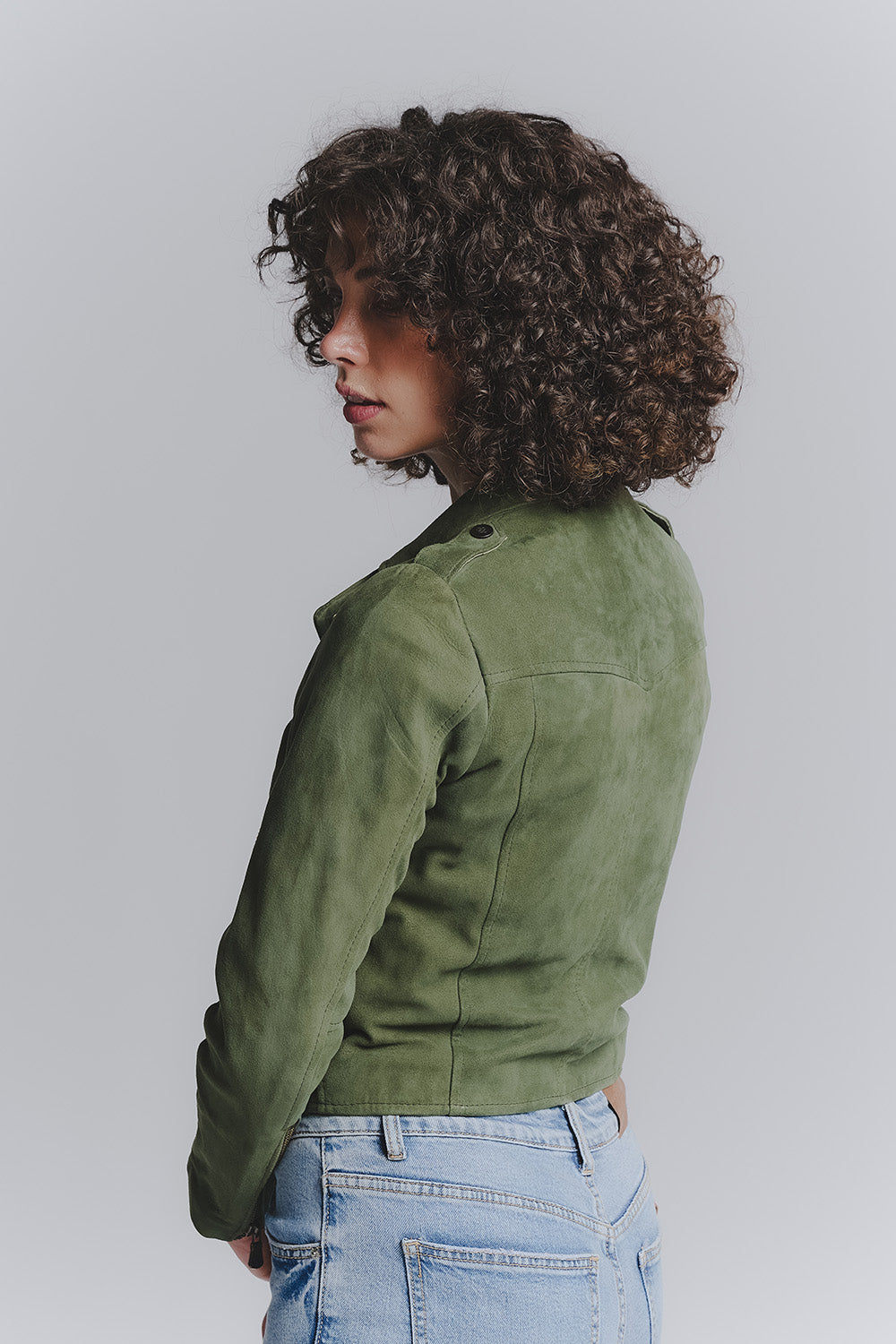 Chiodo Donna Bis Camoscio Verde donna Barone firenze - 3