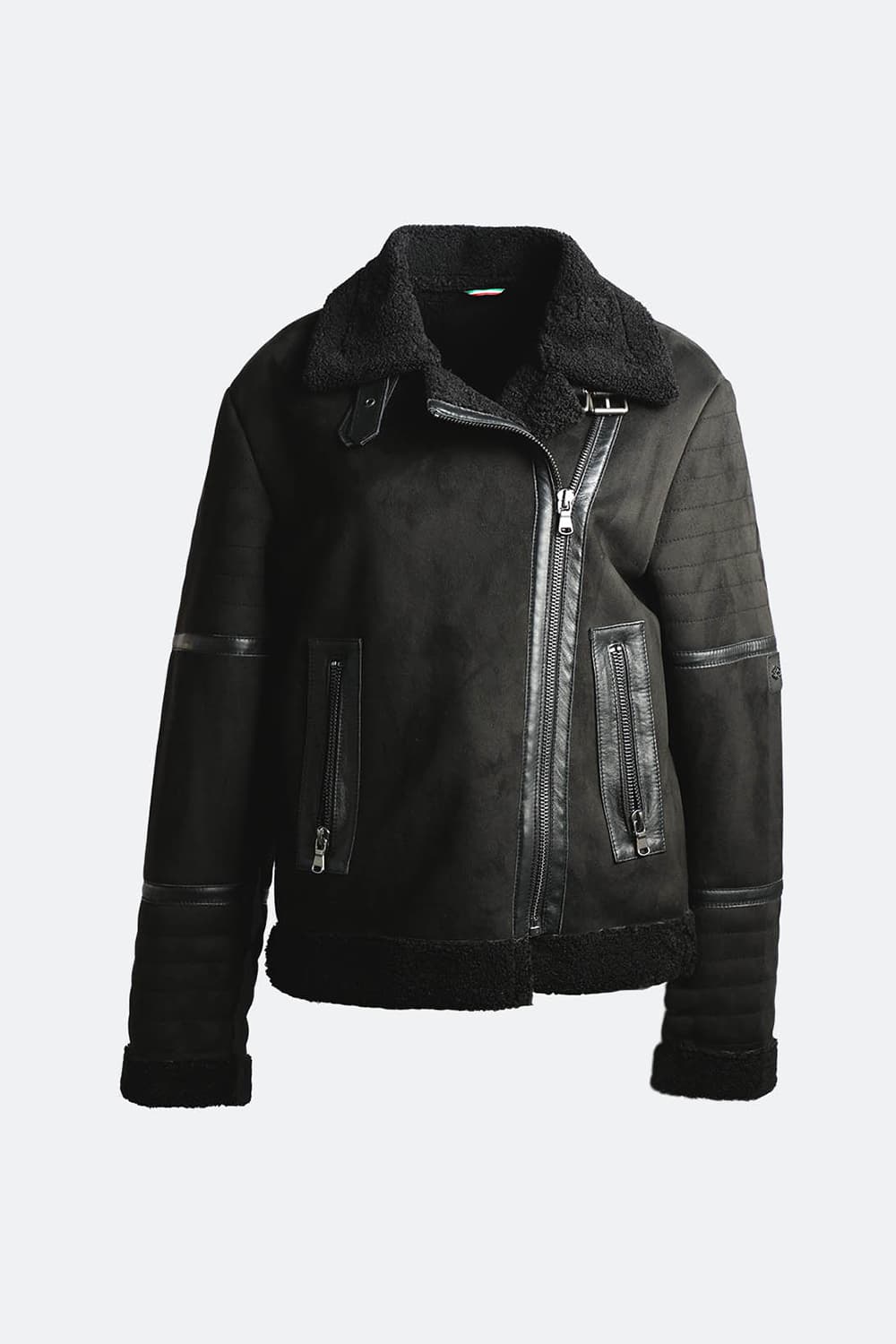 Chiodo Gold Shearling Style Nero unisex Barone firenze - 2