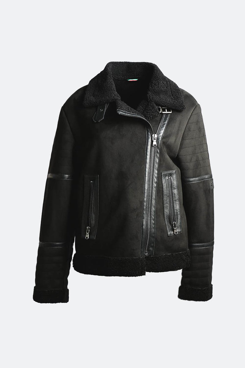 Chiodo Gold Shearling Style Nero unisex Barone firenze - 2