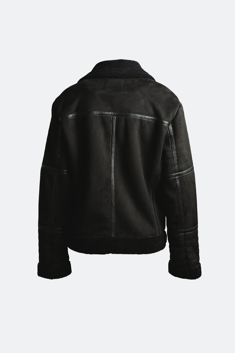 Chiodo Gold Shearling Style Nero unisex Barone firenze - 12