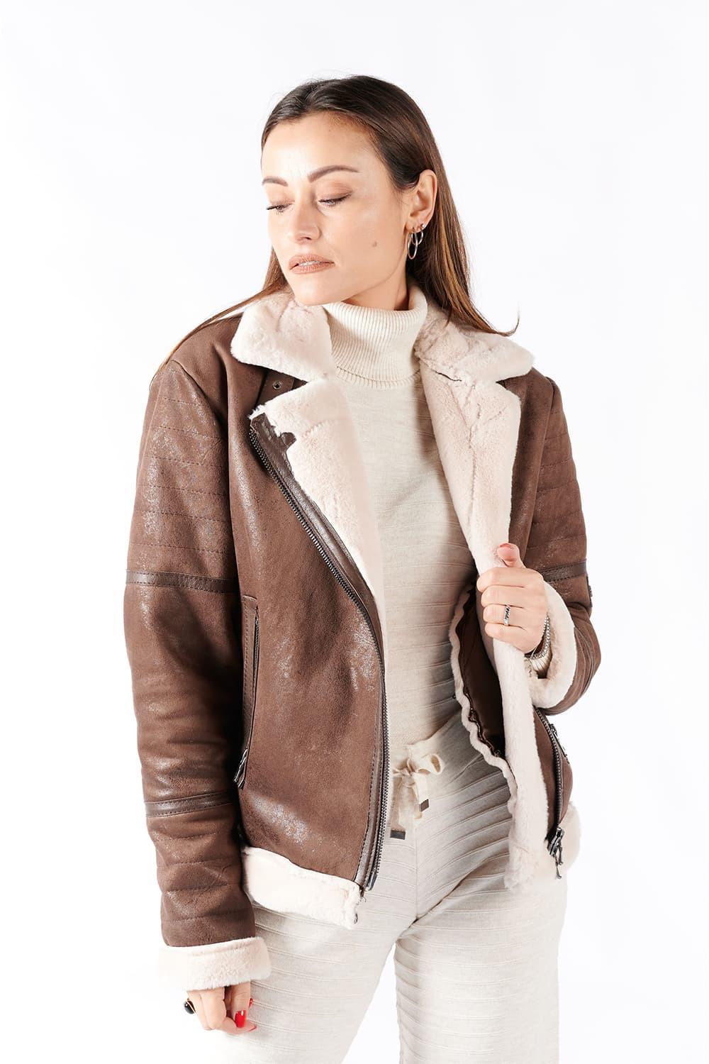 Chiodo Gold Shearling Style Donna Testa di Moro unisex Barone firenze - 3