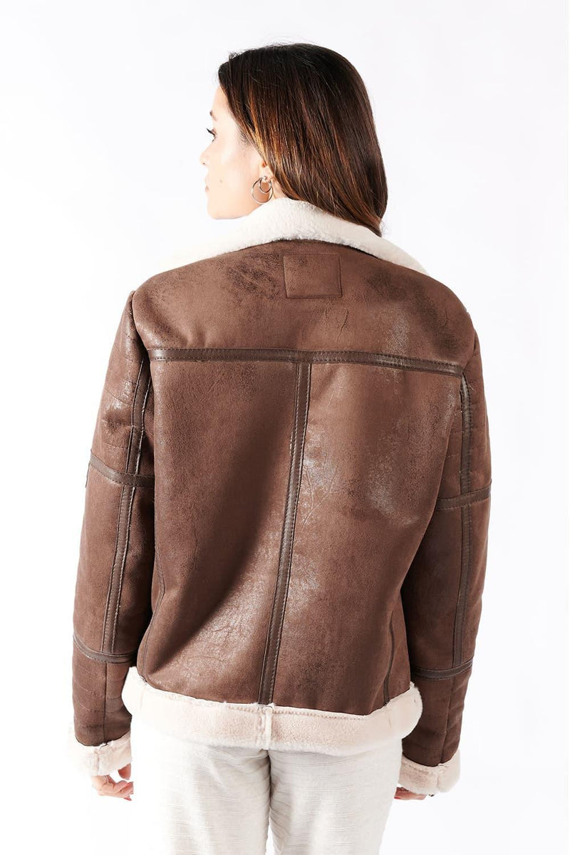 Chiodo Gold Shearling Style Donna Testa di Moro unisex Barone firenze - 8