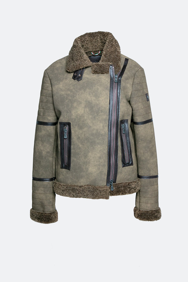 Chiodo Shearling Style Donna Verde donna Barone firenze