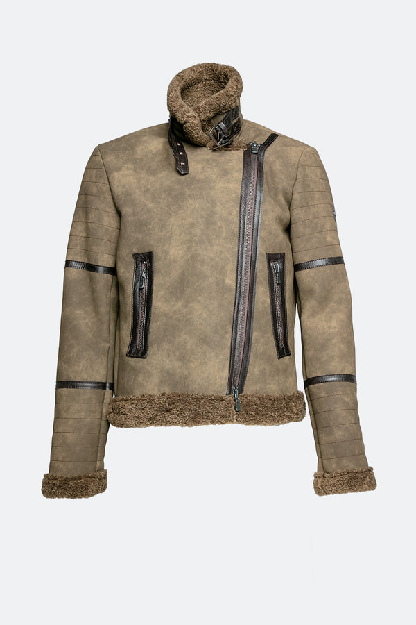 Chiodo Gold Shearling Style Verde uomo Barone firenze