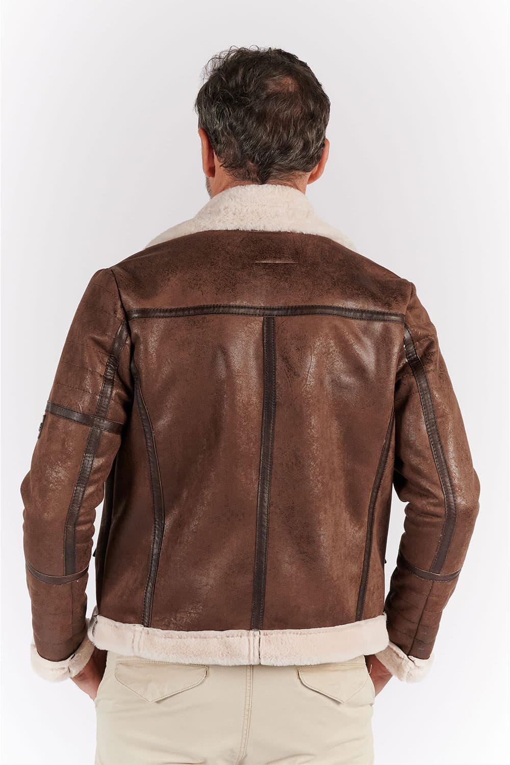 Chiodo Gold Shearling Style Testa di Moro unisex Barone firenze - 9