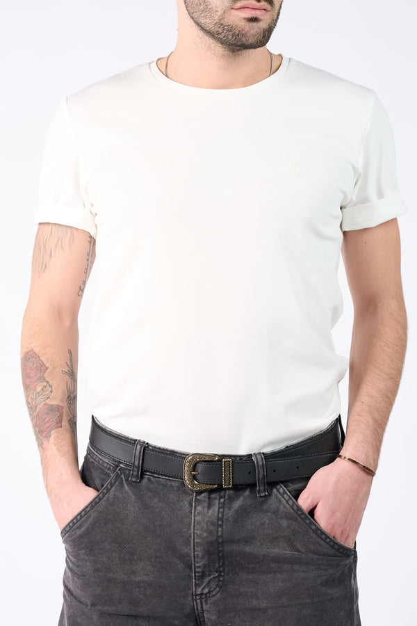 Cintura Dallas Uomo Nero/Ottone unisex Barone firenze