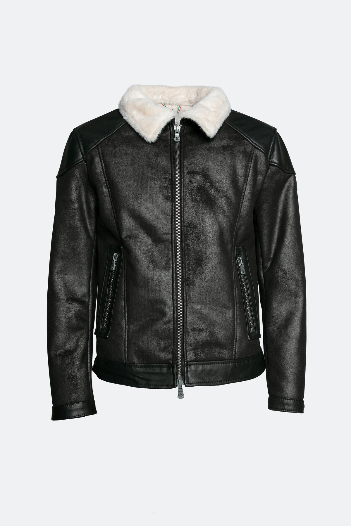 Elton Gold Colletto Shearling Style Nero Panna uomo Barone firenze - 1
