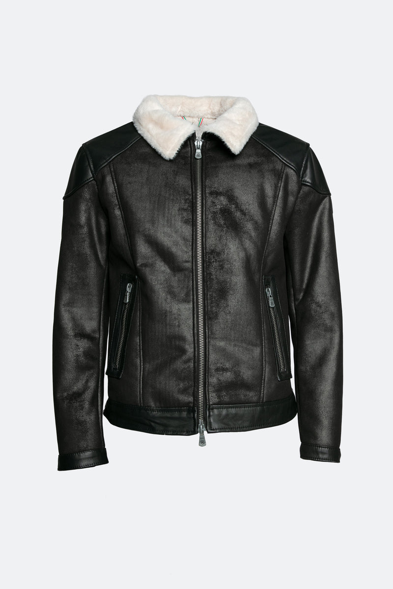 Elton Gold Colletto Shearling Style Nero Panna uomo Barone firenze - 1