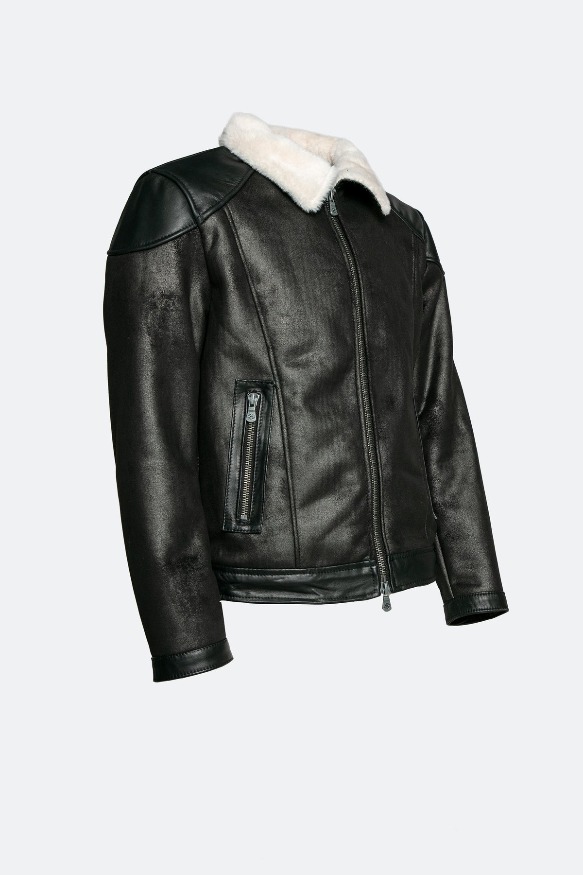 Elton Gold Colletto Shearling Style Nero Panna uomo Barone firenze - 3