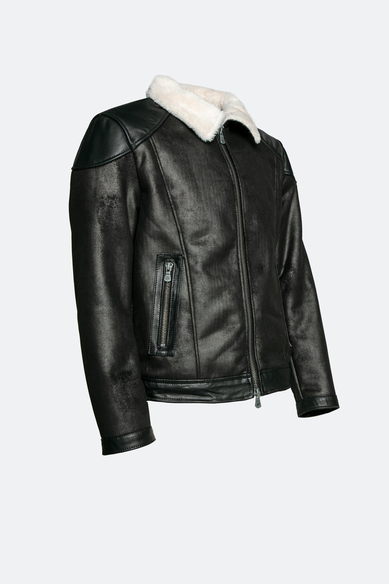 Elton Gold Colletto Shearling Style Nero Panna uomo Barone firenze - 3