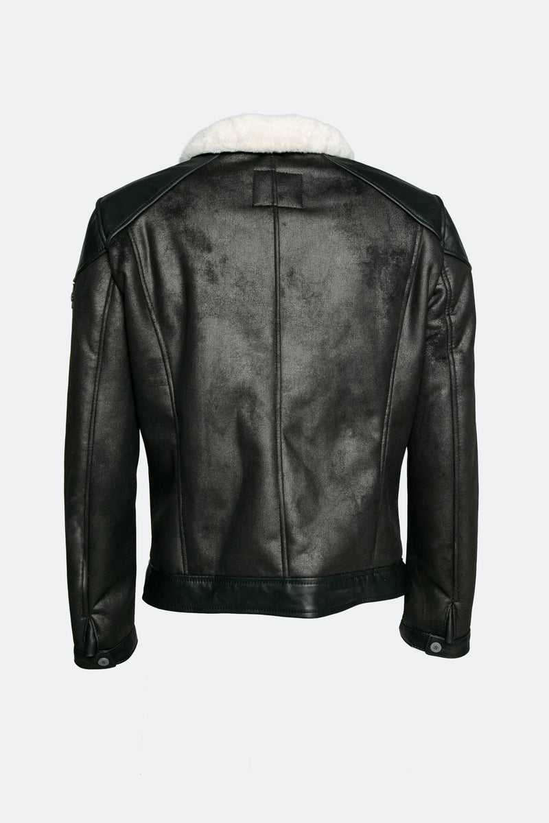 Elton Gold Colletto Shearling Style Nero Panna uomo Barone firenze - 5