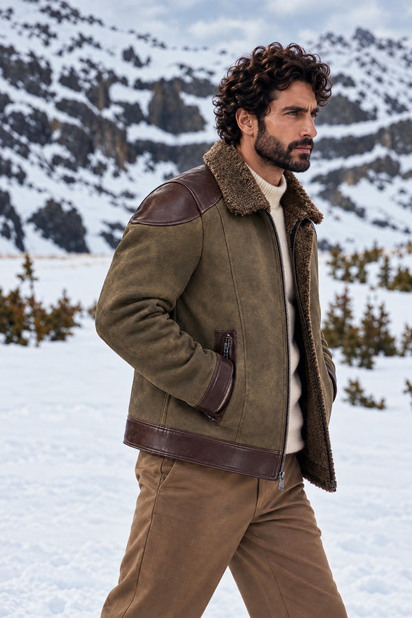 Elton Gold Colletto Shearling Style Verde uomo Barone firenze