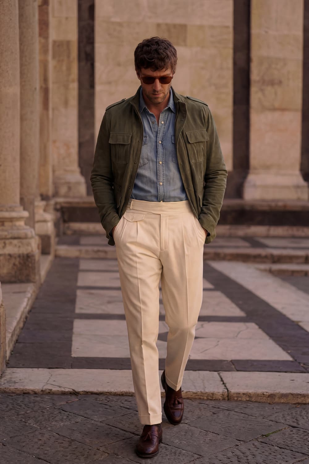 Francesco Oleato Sahariana Verde uomo Barone firenze - 7