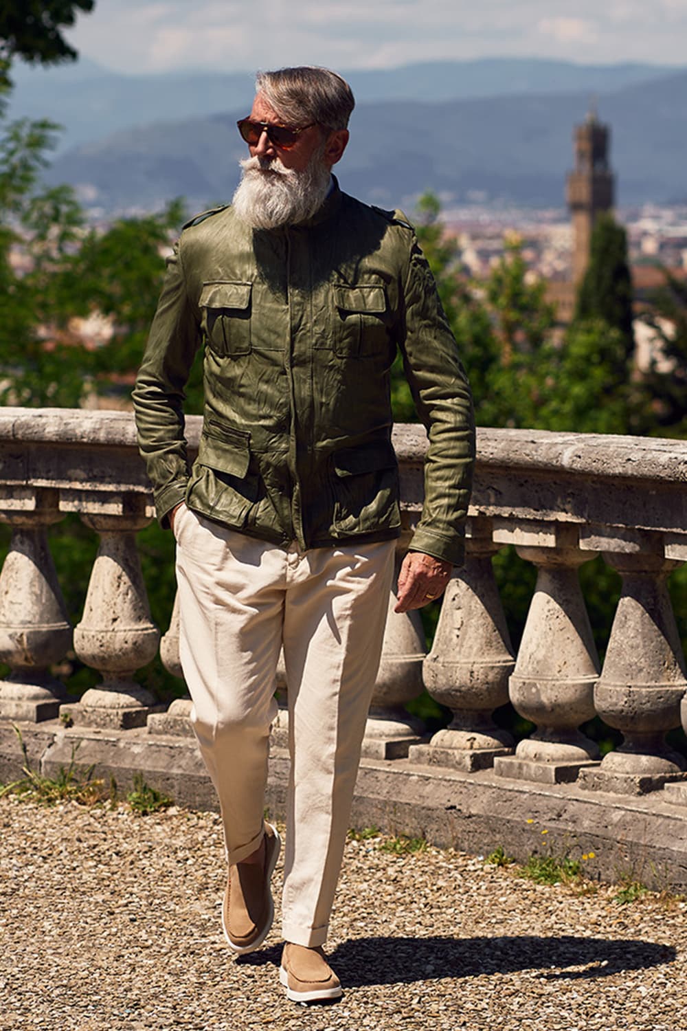 Francesco Sahariana Vintage Verde giacca uomo 100% vera pelle Made in Italy - Barone Firenze 